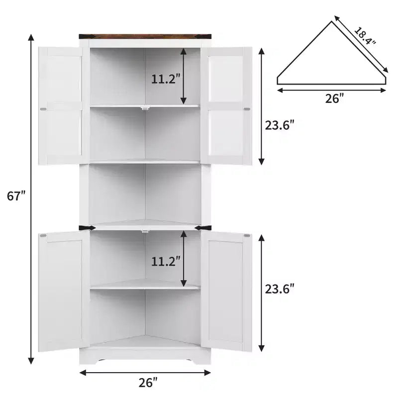 Armadietto angolare contenitore alto 170 cm con ante in vetro
