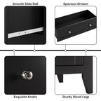Comò a 5 cassetti – MDF nero con pomelli in metallo