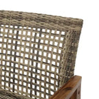 Christopher Knight Home Hampton Outdoor Acacia Wood and Wicker 6 Seater Chat Set with Fire Pit