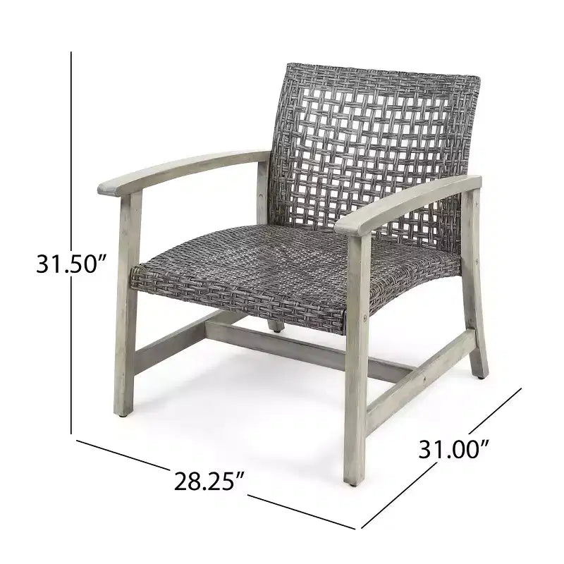 Christopher Knight Home Hampton Outdoor Acacia Wood and Wicker 6 Seater Chat Set with Fire Pit