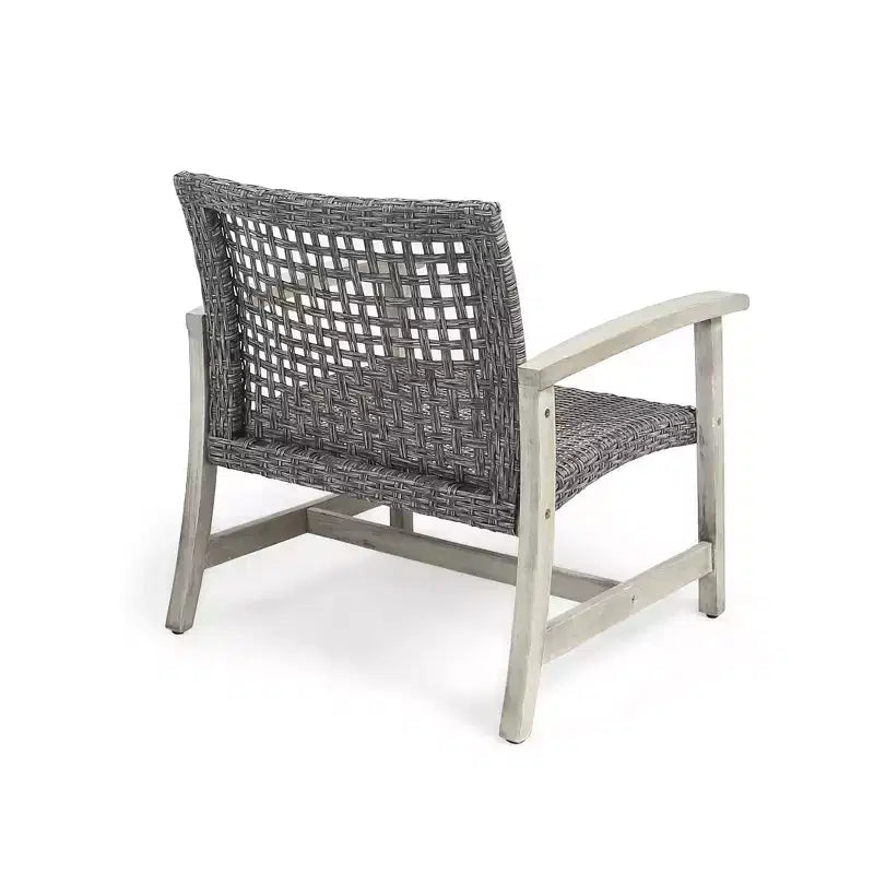 Christopher Knight Home Hampton Outdoor Acacia Wood and Wicker 6 Seater Chat Set with Fire Pit