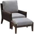 Courtyard Casual Bermuda FSC Teak 2 pc Club Chair and Ottoman Set Includes: One Club Chair and One Ottoman