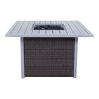 Courtyard Casual Santa Fe 5 pc Square Fire Pit Set with Sling Swivel Rockers Includes One Square Fire Pit and Four Sling Swivel Rockers