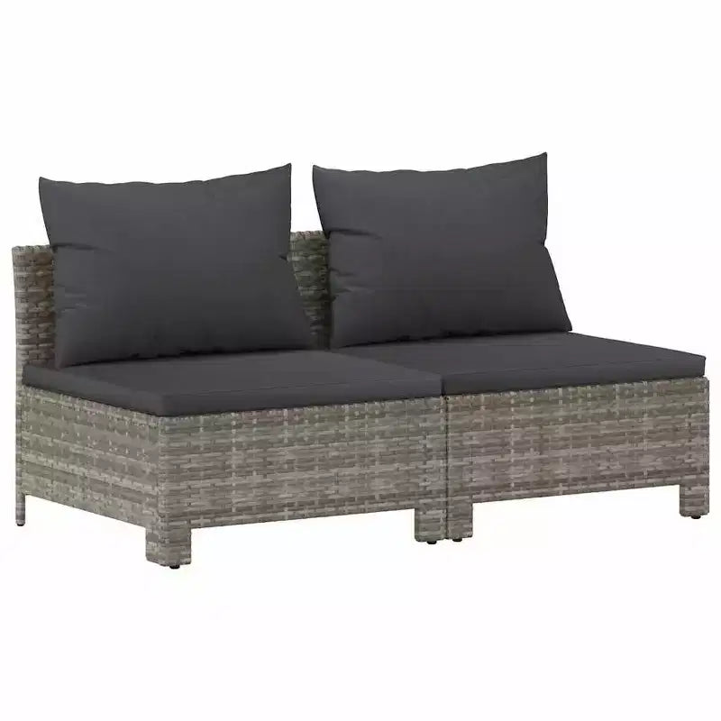 vidaXL 2-Seater Garden Patio Sofa  Luxurious Gray Poly Rattan Outdoor Furniture with Cushions  Lightweight & Weather-Resistant Lounge Set