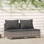 vidaXL Divano da Giardino a 2 Posti Grigio Lussuoso in Polyrattan con Cuscini, Set Lounge da Esterno Leggero e Resistente alle Intemperie