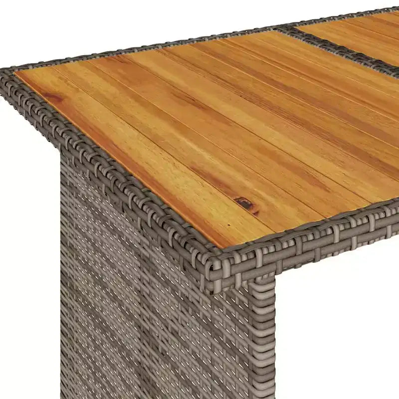 vidaXL Set da pranzo da esterno per patio 2 pezzi in polyrattan con cuscini Divano a 3 posti e tavolo in legno di acacia - Grigio/Blu scuro