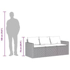 vidaXL Set da pranzo da esterno per patio 2 pezzi in polyrattan con cuscini Divano a 3 posti e tavolo in legno di acacia - Grigio/Blu scuro