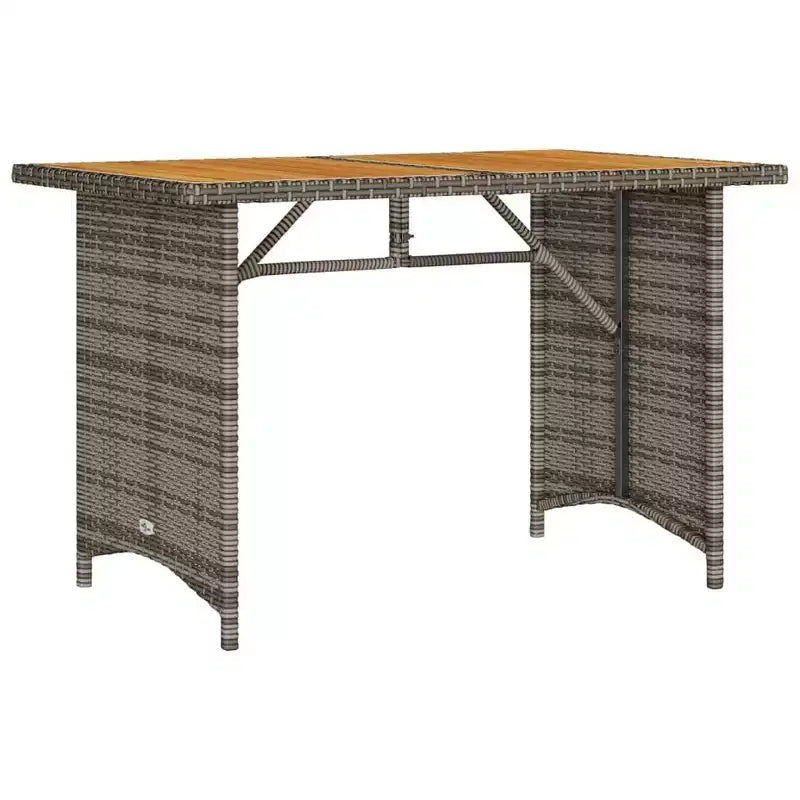 vidaXL Set da pranzo da esterno per patio 2 pezzi in polyrattan con cuscini Divano a 3 posti e tavolo in legno di acacia - Grigio/Blu scuro