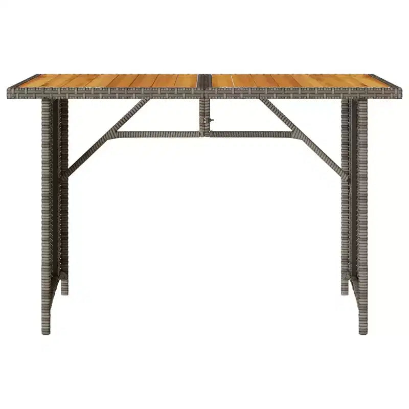 vidaXL Set da pranzo da esterno per patio 2 pezzi in polyrattan con cuscini Divano a 3 posti e tavolo in legno di acacia - Grigio/Blu scuro