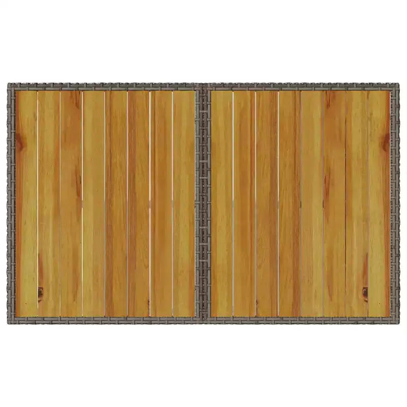vidaXL Set da pranzo da esterno per patio 2 pezzi in polyrattan con cuscini Divano a 3 posti e tavolo in legno di acacia - Grigio/Blu scuro