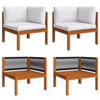 vidaXL Solid Acacia Wood Patio Lounge Set with Cream White Cushions - 6-Piece Outdoor/Indoor Garden Furniture Set