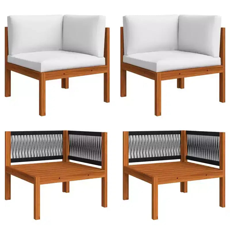 vidaXL Solid Acacia Wood Patio Lounge Set with Cream White Cushions - 6-Piece Outdoor/Indoor Garden Furniture Set