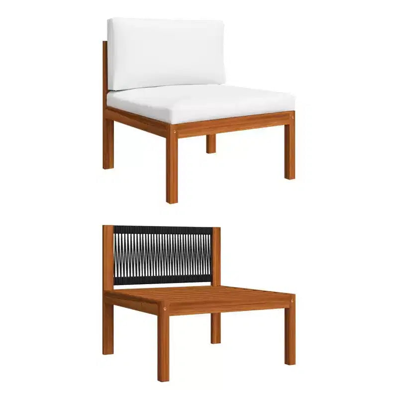 vidaXL Solid Acacia Wood Patio Lounge Set with Cream White Cushions - 6-Piece Outdoor/Indoor Garden Furniture Set
