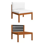 vidaXL Modern Patio Lounge Set - 6 Piece Cream Solid Acacia Wood with Cushions - for Garden, Patio, or Living Room