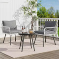 TROPOW 3-Piece Grey Outdoor Patio Furniture Set C L-Shaped Rattan Sofa with Coffee Table & Cushions for Garden/Balcony (Boho Style)