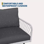 TROPOW 3-Piece Grey Outdoor Patio Furniture Set C L-Shaped Rattan Sofa with Coffee Table & Cushions for Garden/Balcony (Boho Style)