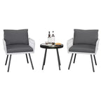 TROPOW 3-Piece Grey Outdoor Patio Furniture Set C L-Shaped Rattan Sofa with Coffee Table & Cushions for Garden/Balcony (Boho Style)