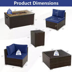 Costway 7 Pieces Outdoor Furniture Set with 32 Fire Pit Table and Propane Tank Cover Black/Navy/Red/White/Turquoise