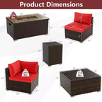 Costway 7 Pieces Outdoor Furniture Set with 32 Fire Pit Table and Propane Tank Cover Black/Navy/Red/White/Turquoise