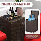 Costway 7 Pieces Outdoor Furniture Set with 32 Fire Pit Table and Propane Tank Cover Black/Navy/Red/White/Turquoise