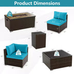 Costway 7 Pieces Outdoor Furniture Set with 32 Fire Pit Table and Propane Tank Cover Black/Navy/Red/White/Turquoise