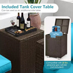 Costway 7 Pieces Outdoor Furniture Set with 32 Fire Pit Table and Propane Tank Cover Black/Navy/Red/White/Turquoise