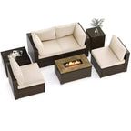 Costway 7 Pieces Outdoor Furniture Set with 32 Fire Pit Table and Propane Tank Cover Black/Navy/Red/White/Turquoise