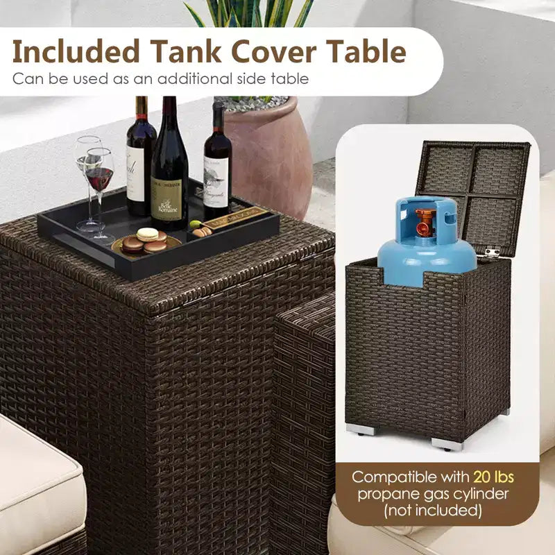 Costway 7 Pieces Outdoor Furniture Set with 32 Fire Pit Table and Propane Tank Cover Black/Navy/Red/White/Turquoise