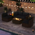 Costway 7 Pieces Outdoor Furniture Set with 32 Fire Pit Table and Propane Tank Cover Black/Navy/Red/White/Turquoise
