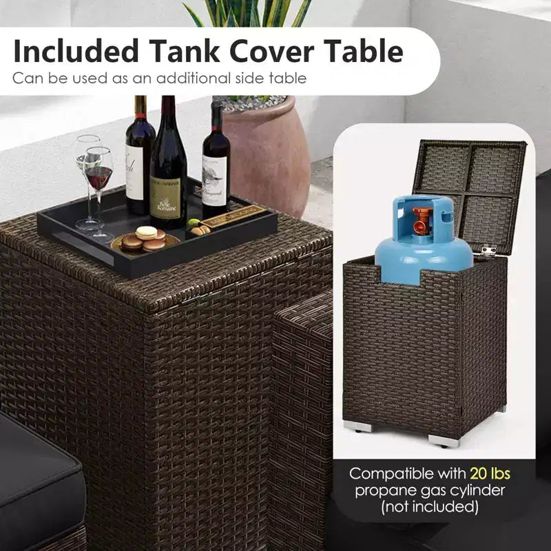 Costway 7 Pieces Outdoor Furniture Set with 32 Fire Pit Table and Propane Tank Cover Black/Navy/Red/White/Turquoise