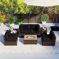 Costway 7 Pieces Outdoor Furniture Set with 32 Fire Pit Table and Propane Tank Cover Black/Navy/Red/White/Turquoise