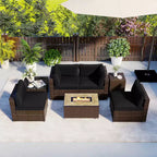 Costway 7 Pieces Outdoor Furniture Set with 32 Fire Pit Table and Propane Tank Cover Black/Navy/Red/White/Turquoise
