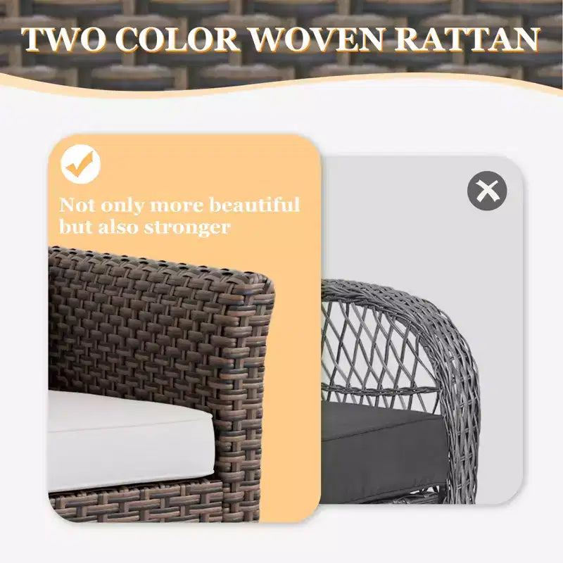 EAGLE PEAK Ocean Vista 5 piece Patio Variated Brown Wicker Conversation Set Dining Chairs & Loveseat