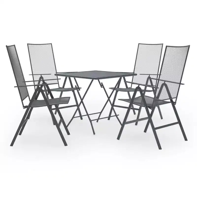 vidaXL Patio Dining Set Patio Mesh Dining Table and Chair Steel Anthracite