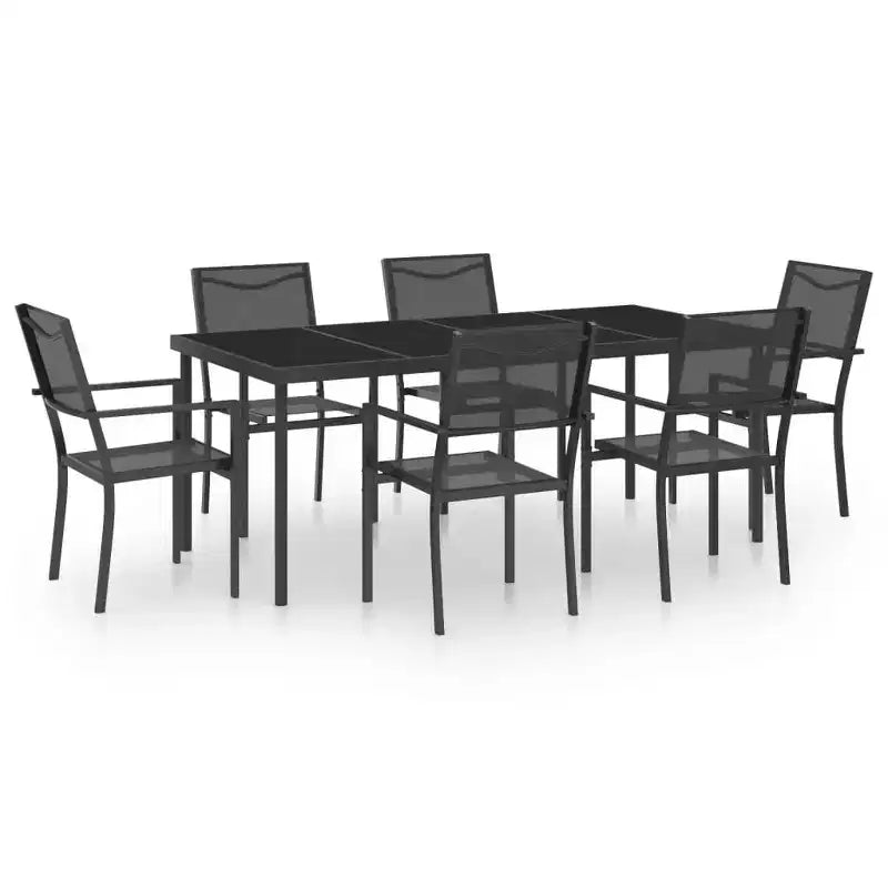 vidaXL Patio Dining Set Outdoor Table and Chair Conversation Set, Steel, 7-Piece, Anthracite