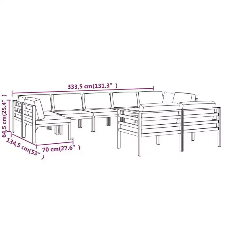 vidaXL Set Divani da Giardino in Alluminio - Design Modulare, Telaio in Alluminio Resistente alle Intemperie, Cuscini di Seduta e Schienali Inclusi, Antracite, Set da 9 pezzi