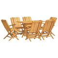 vidaXL Solid Teak Wood Patio Dining Set - 7 Piece Rectangular Table and Foldable Garden Chairs, Brown Outdoor Furniture for Deck, Garden, Patio