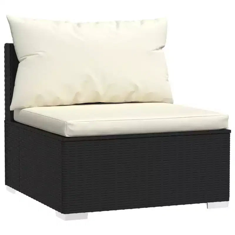 vidaXL Set Divani da Giardino 8 pz con Cuscini, Set Mobili da Esterno in Polyrattan, Design Modulare, Resistente all'Acqua, Cuscini Crema, Nero