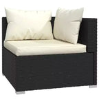 vidaXL Set Divani da Giardino 8 pz con Cuscini, Set Mobili da Esterno in Polyrattan, Design Modulare, Resistente all'Acqua, Cuscini Crema, Nero