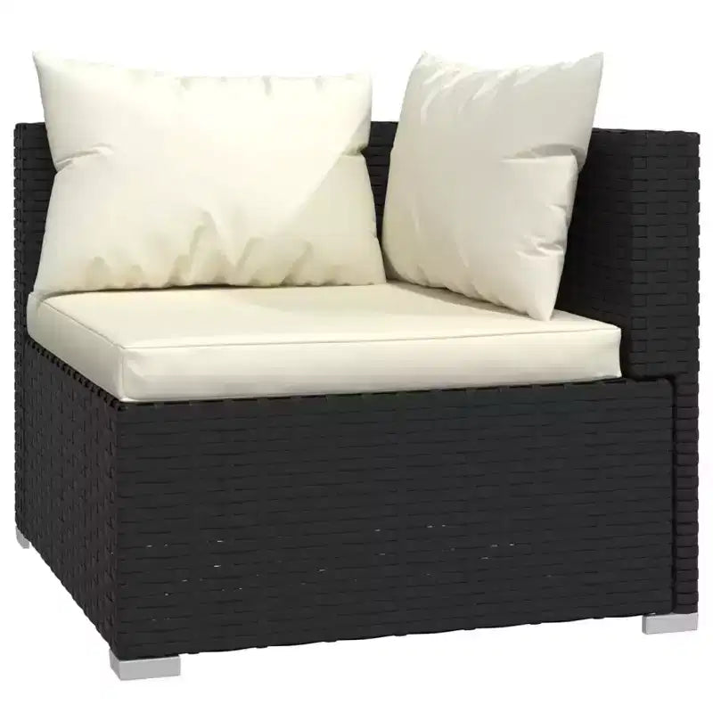 vidaXL Set Divani da Giardino 8 pz con Cuscini, Set Mobili da Esterno in Polyrattan, Design Modulare, Resistente all'Acqua, Cuscini Crema, Nero