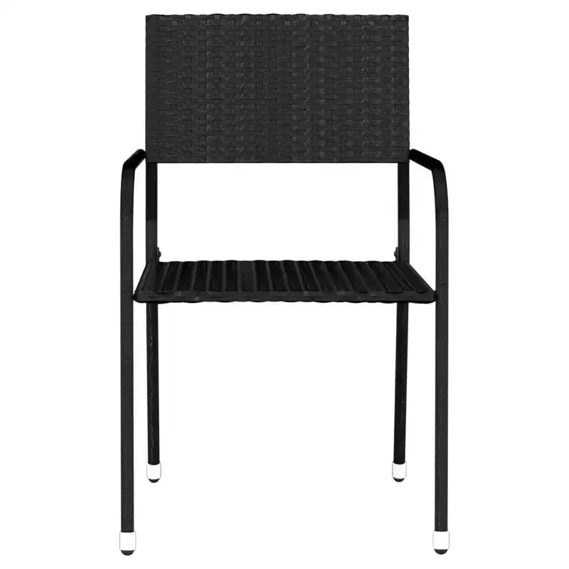 vidaXL Garden Dining Set Black PE Rattan, Powder-Coated Steel, Glass - 55.1 Table Length Black 4-Piece