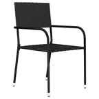 vidaXL Garden Dining Set Black PE Rattan, Powder-Coated Steel, Glass - 31.5 Table Length Black 4