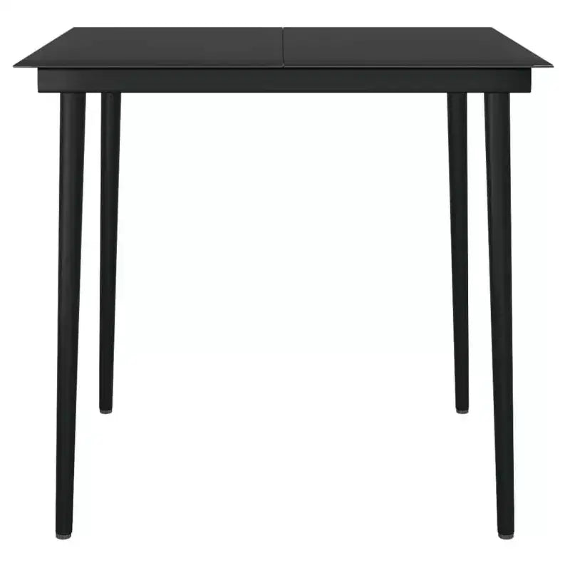 vidaXL Garden Dining Set Black PE Rattan, Powder-Coated Steel, Glass - 31.5 Table Length Black 4
