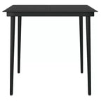 vidaXL Garden Dining Set Black PE Rattan, Powder-Coated Steel, Glass - 31.5 Table Length Black 4
