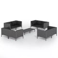vidaXL Patio Lounge Set Outdoor Sectional Sofa Set with Table, Poly Rattan, Dark Grey
