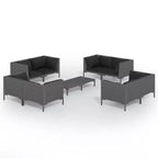 vidaXL Patio Lounge Set Outdoor Sectional Sofa Set with Table, Poly Rattan, Dark Grey