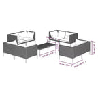 vidaXL Patio Lounge Set Outdoor Sectional Sofa Set with Table, Poly Rattan, Dark Grey