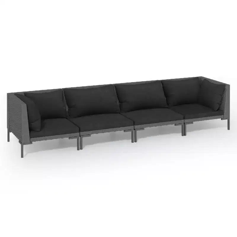 vidaXL Patio Lounge Set Outdoor Sectional Sofa Set Table Poly Rattan Dark Grey