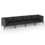 vidaXL Patio Lounge Set Outdoor Sectional Sofa Set Table Poly Rattan Dark Grey