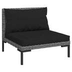 vidaXL Patio Lounge Set Outdoor Sectional Sofa Set Table Poly Rattan Dark Grey